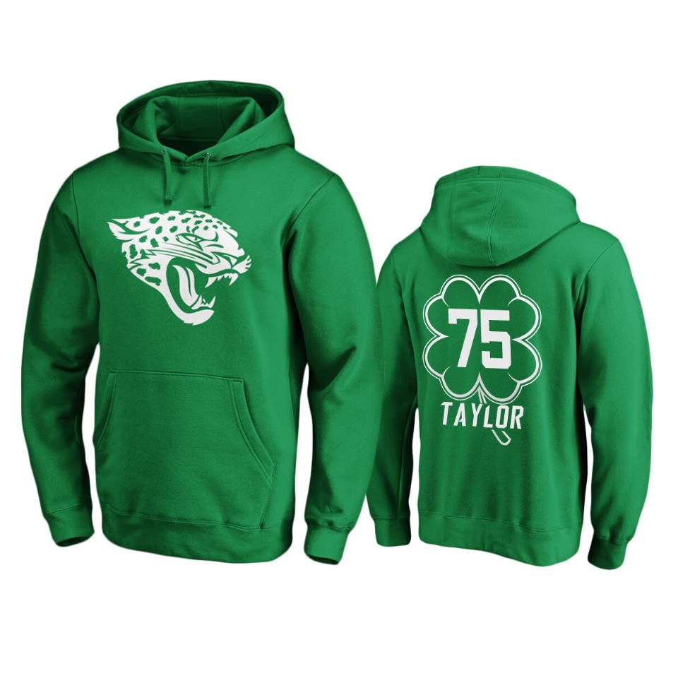 men's jaguars jawaan taylor green st. patrick's day white logo hoodie