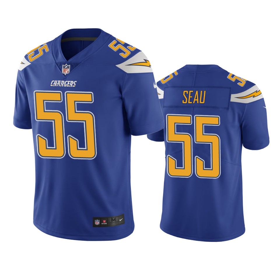 men's junior seau chargers royal vapor jersey