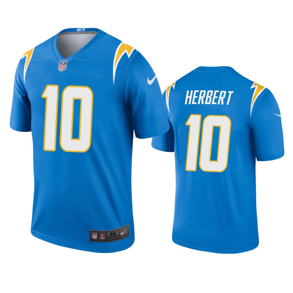 men's justin herbert chargers powder blue legend jersey
