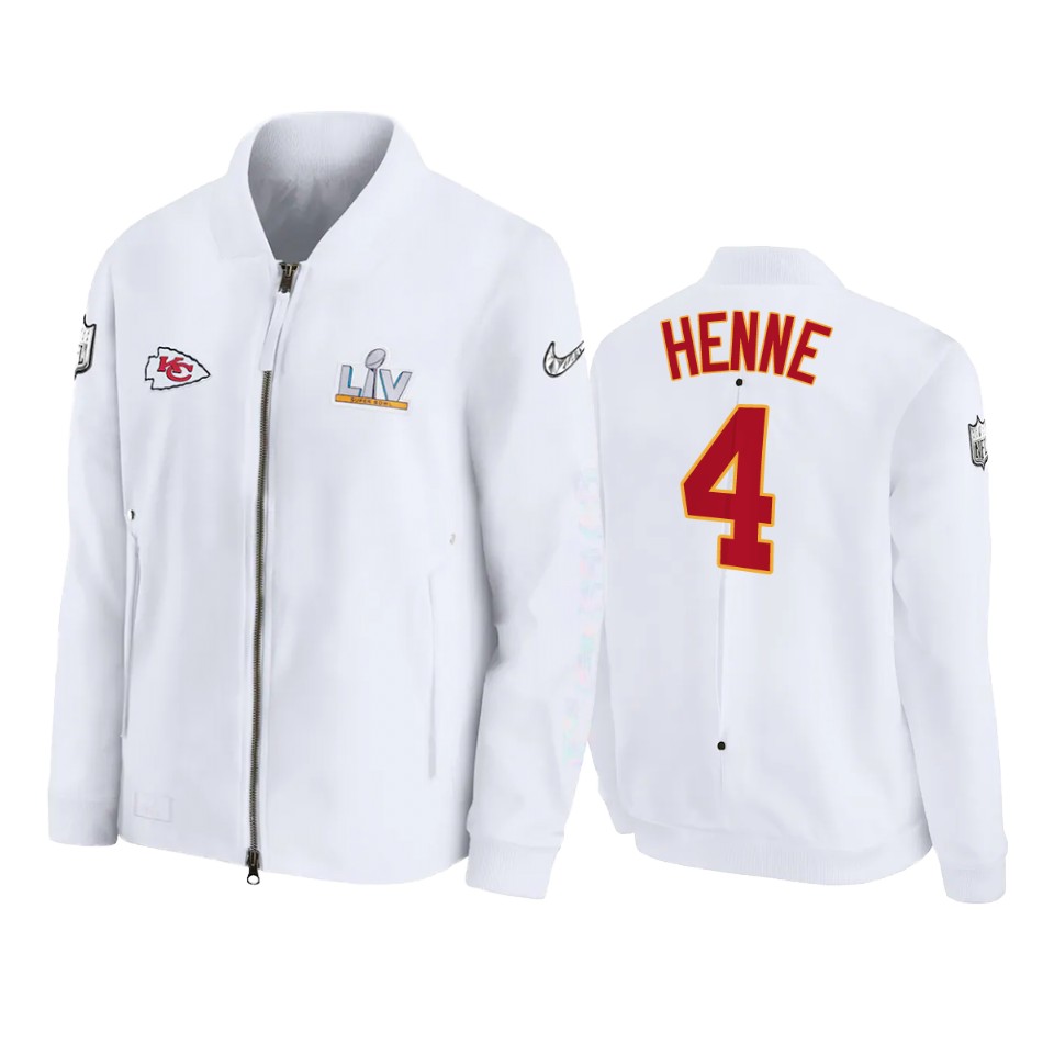 men's kansas city chiefs chad henne white super bowl lv diamond coaches jacket