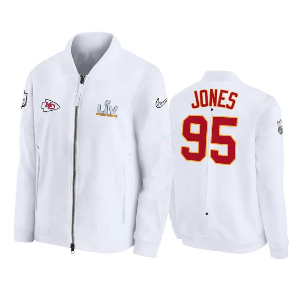 men's kansas city chiefs chris jones white super bowl lv diamond coaches jacket