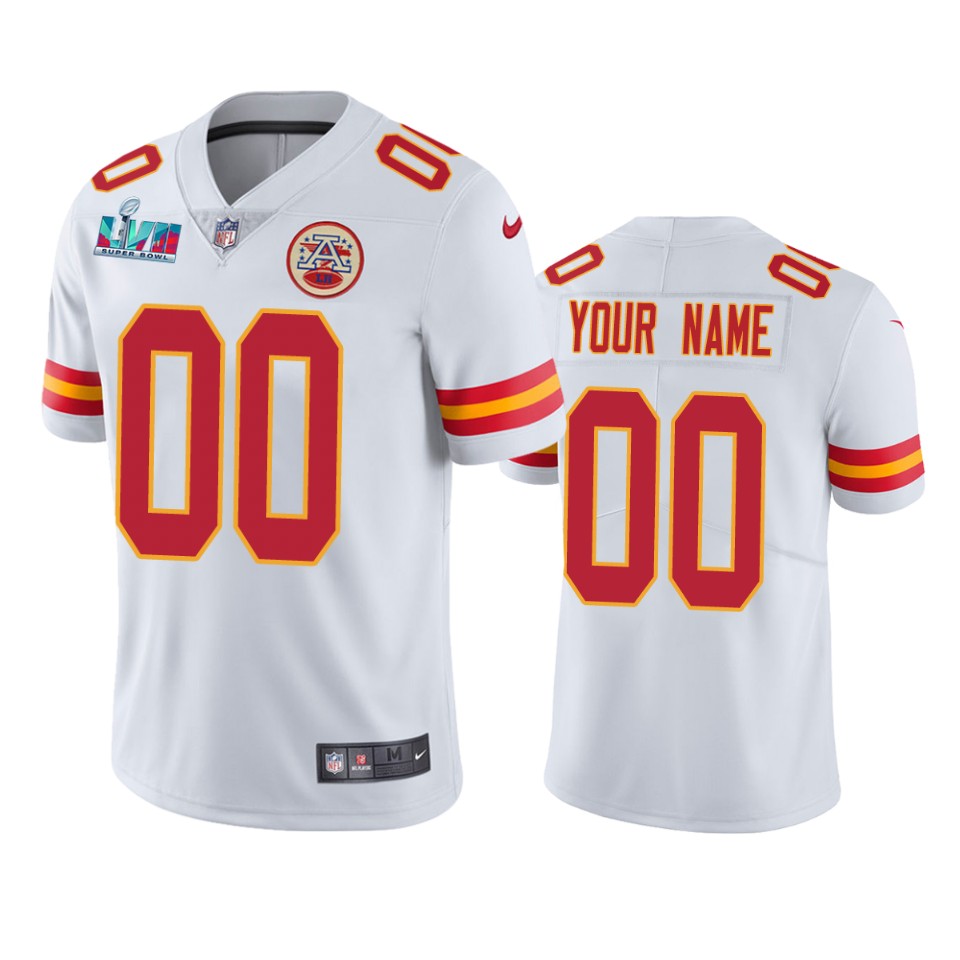 men's kansas city chiefs custom white super bowl lvii vapor limited jersey
