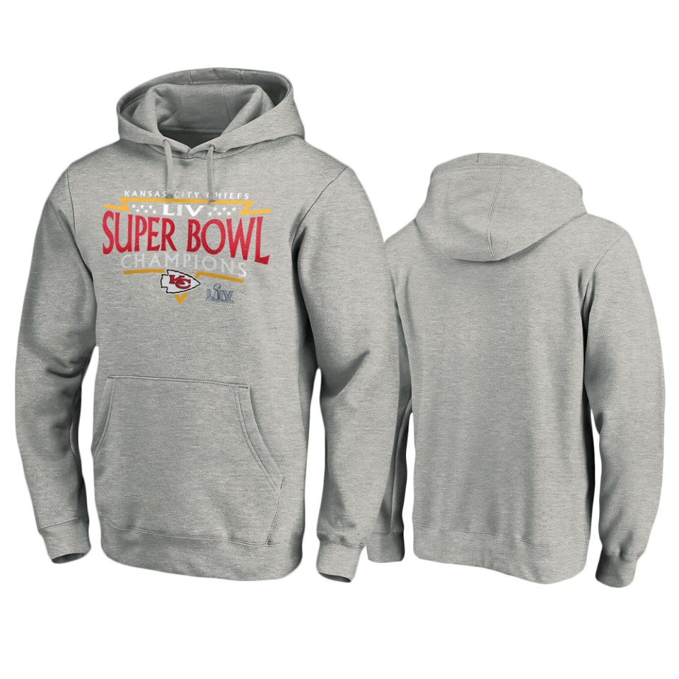 men's kansas city chiefs heather gray super bowl liv champions neutral zone hoodie