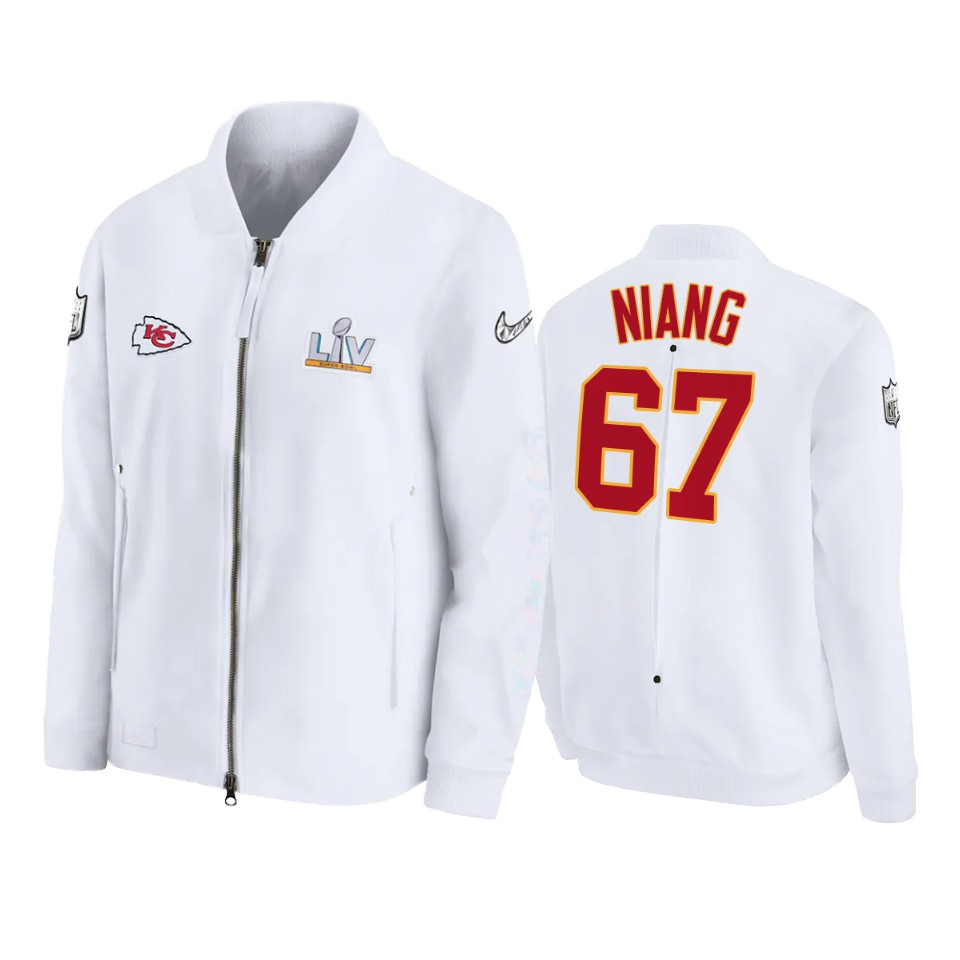 men's kansas city chiefs lucas niang white super bowl lv diamond coaches jacket