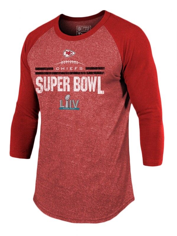 men's kansas city chiefs red super bowl liv goal line stand tri blend raglan t shirt