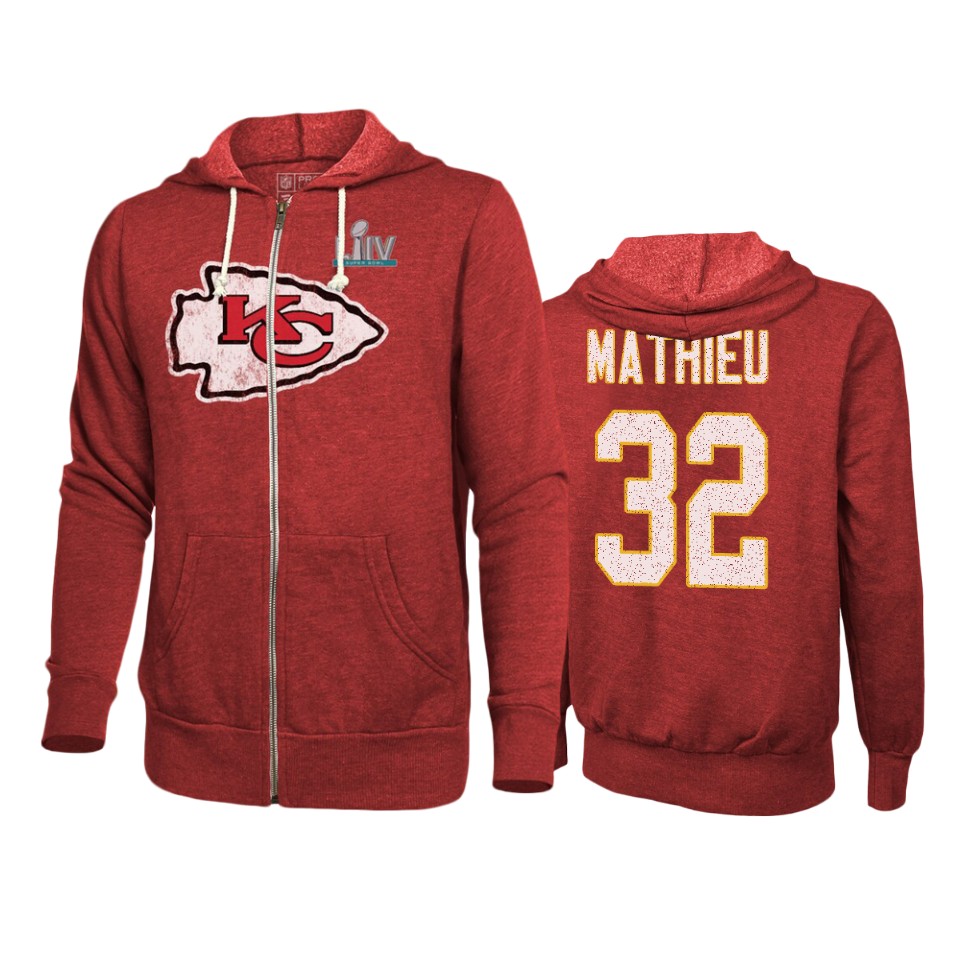 men's kansas city chiefs tyrann mathieu red super bowl liv full zip hoodie