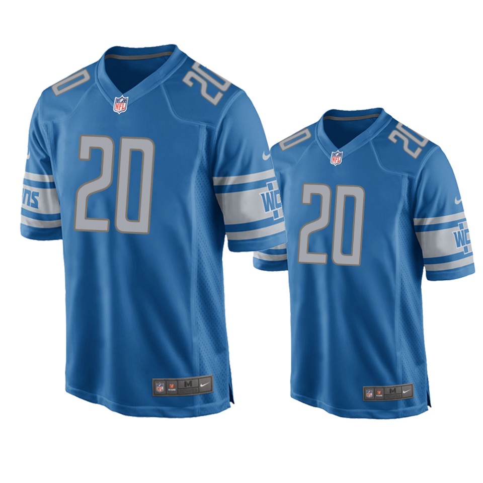 men's lions barry sanders blue game jersey