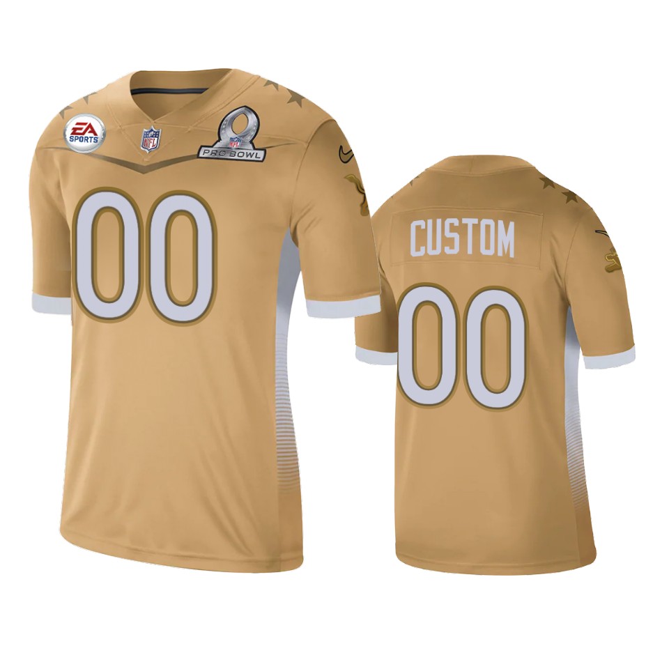 men's lions custom gold 2021 nfc pro bowl game jersey