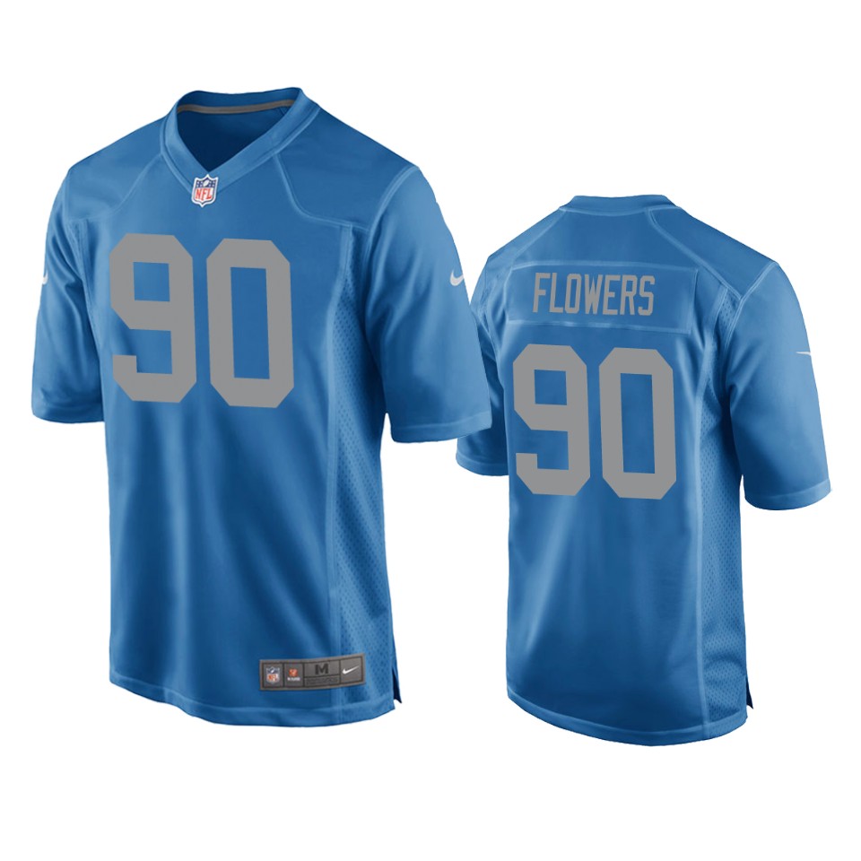 men's lions trey flowers blue throwback game jersey