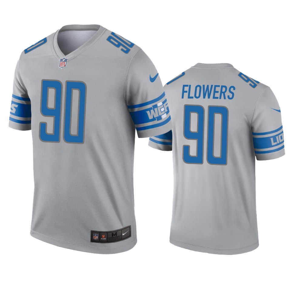 men's lions trey flowers gray inverted legend jersey