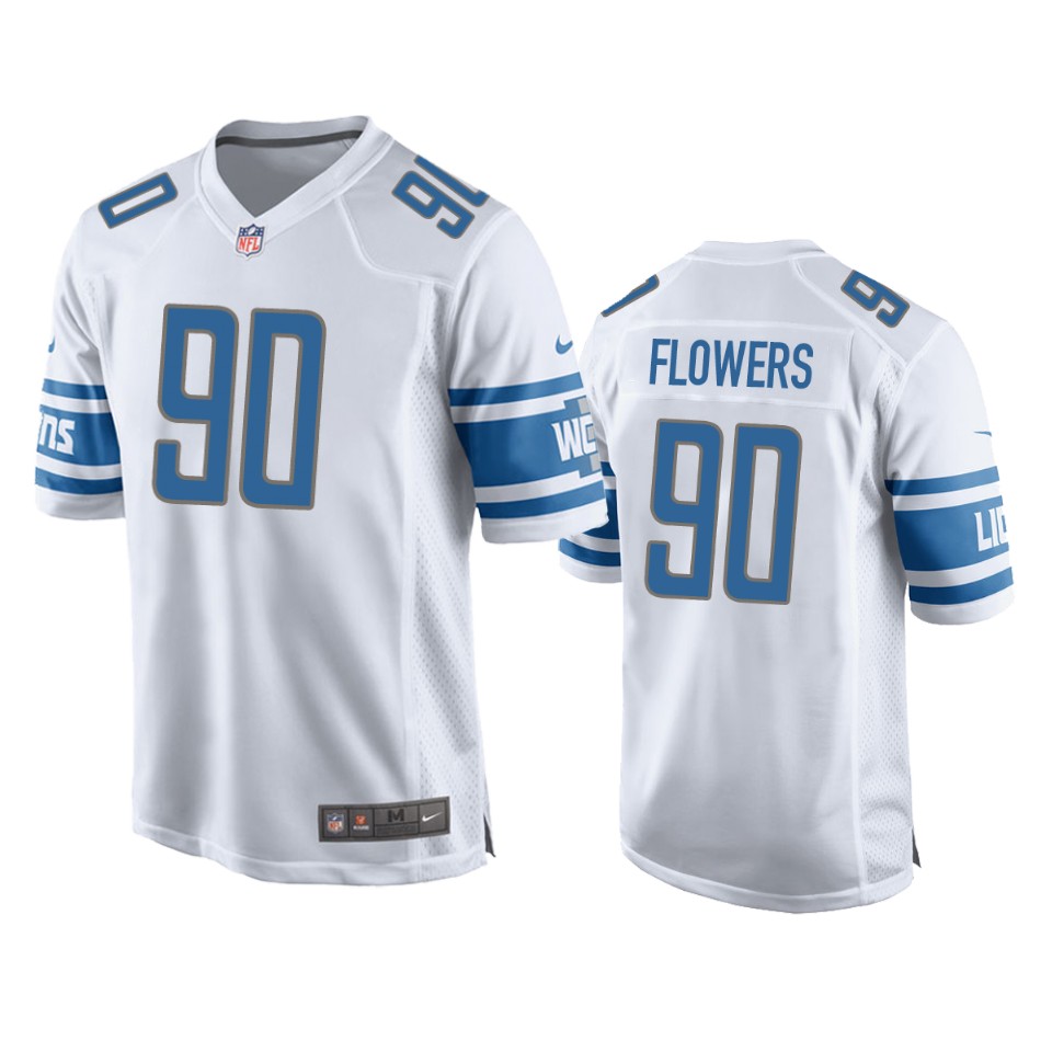men's lions trey flowers white game jersey