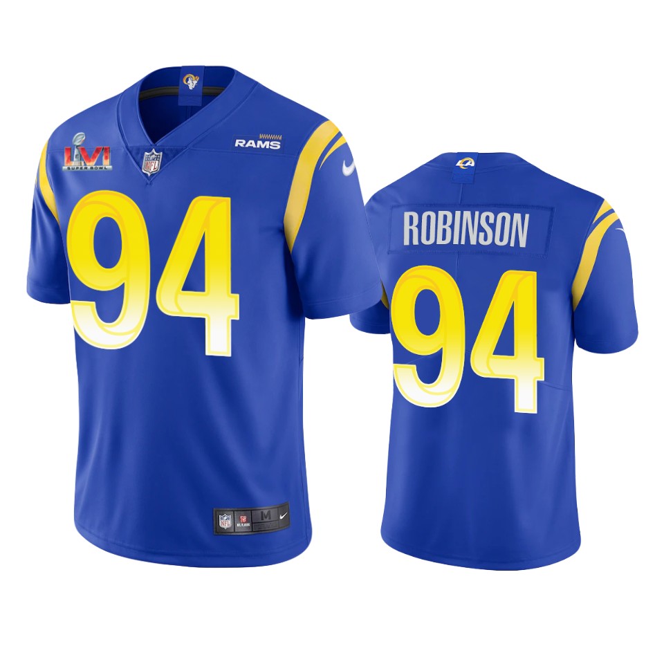 men's los angeles rams a'shawn robinson royal super bowl lvi limited jersey
