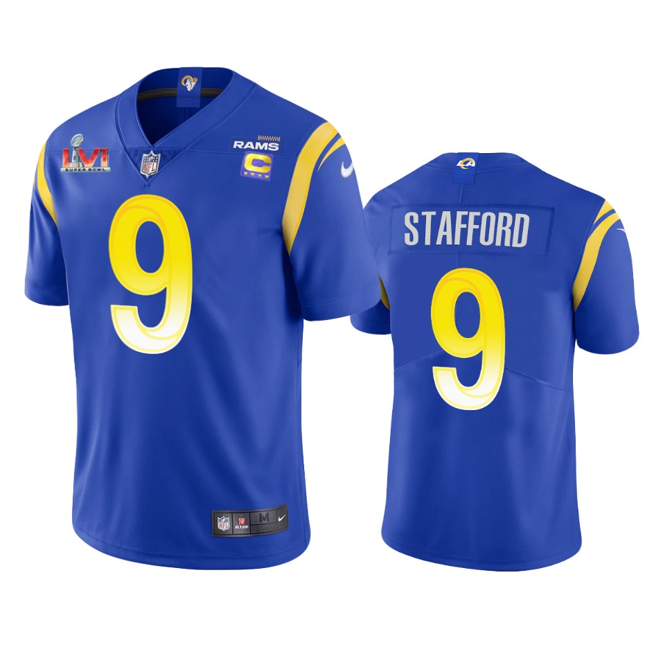 men's los angeles rams matthew stafford royal super bowl lvi captain patch jersey