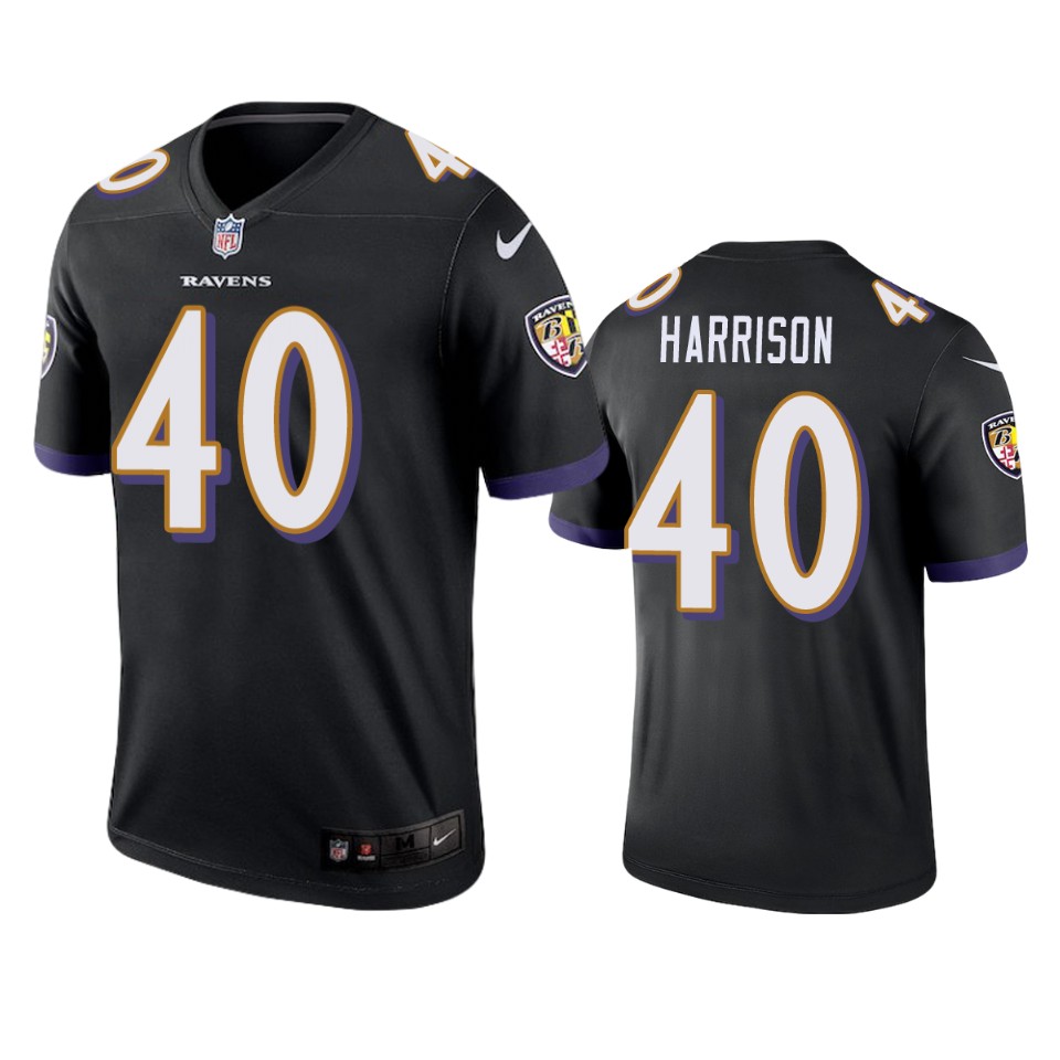 men's malik harrison ravens black legend jersey