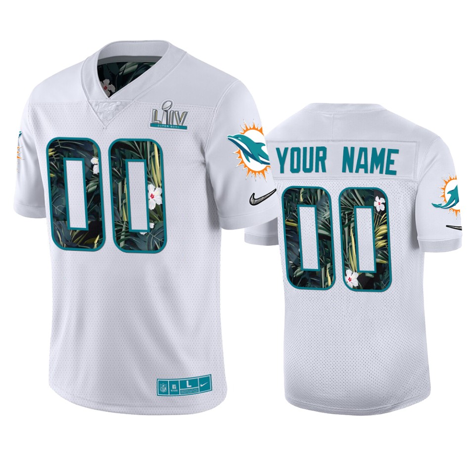 men's miami dolphins custom white super bowl liv jersey