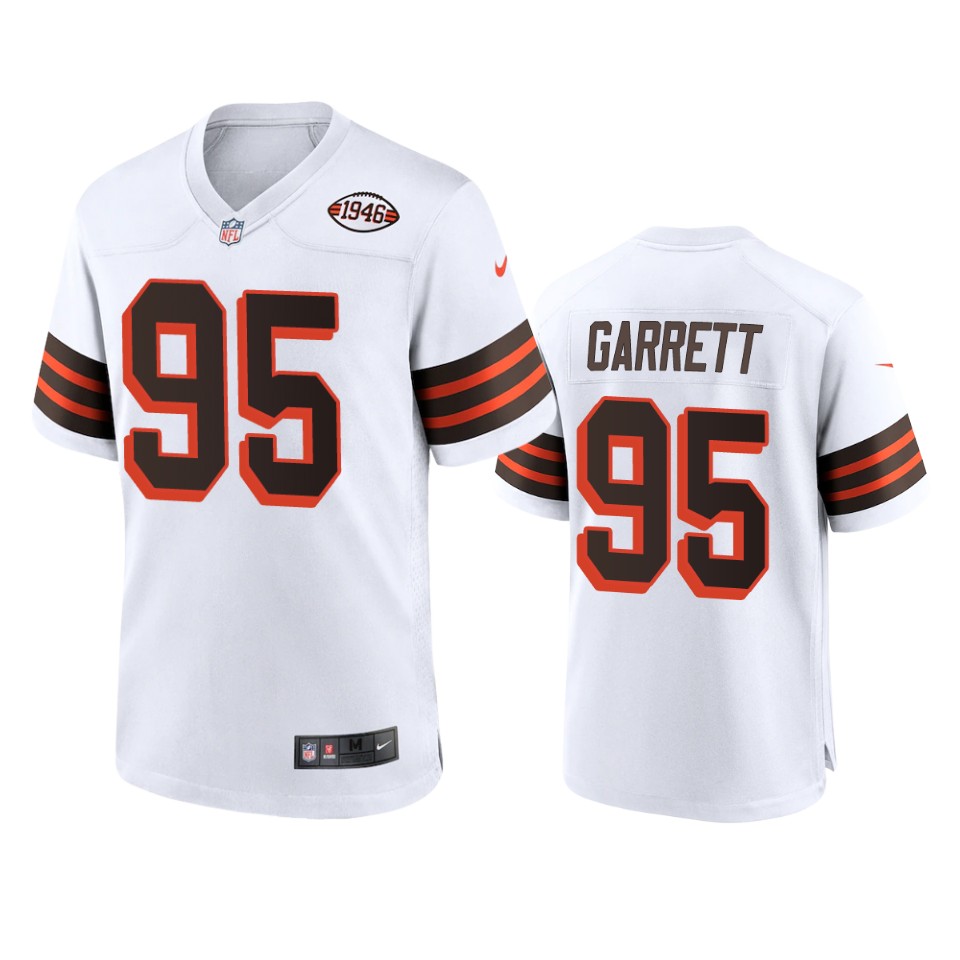 men's myles garrett browns white alternate game 1946 collection jersey