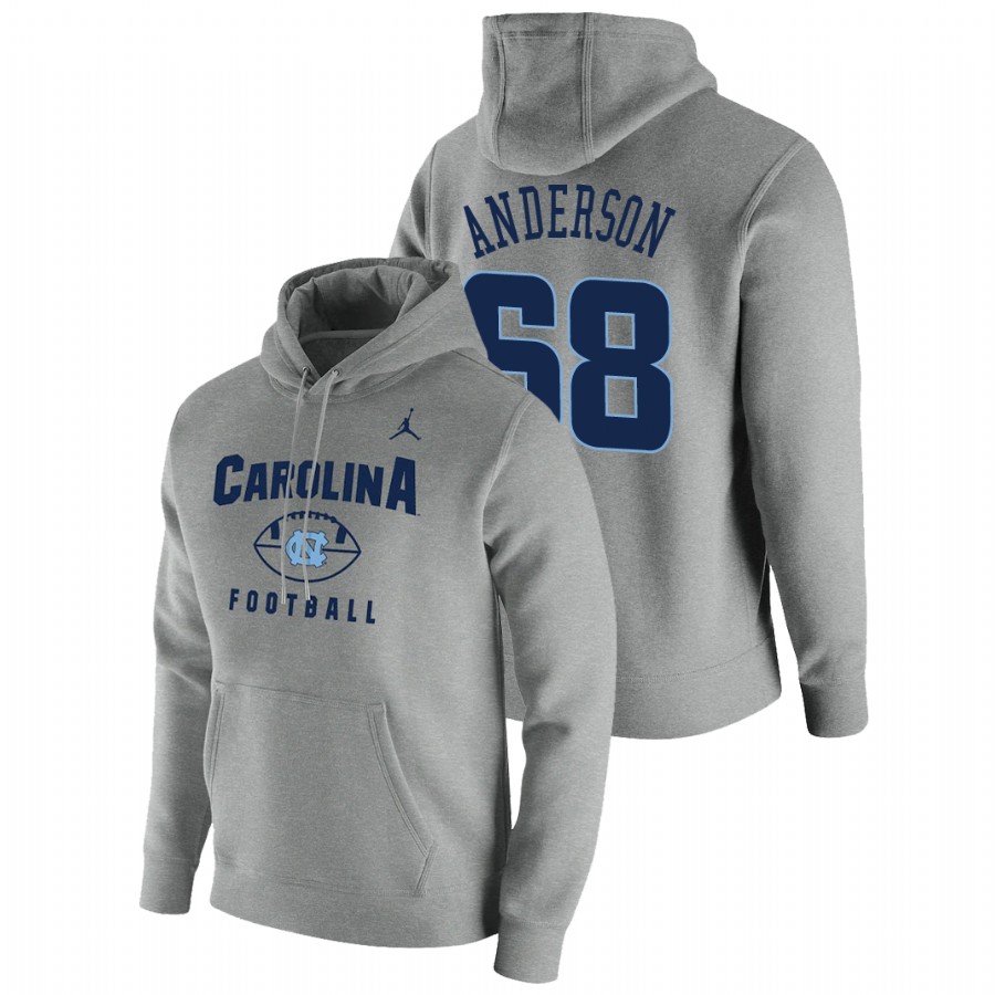 men's north carolina tar heels brian anderson pullover football gray oopty oop hoodie