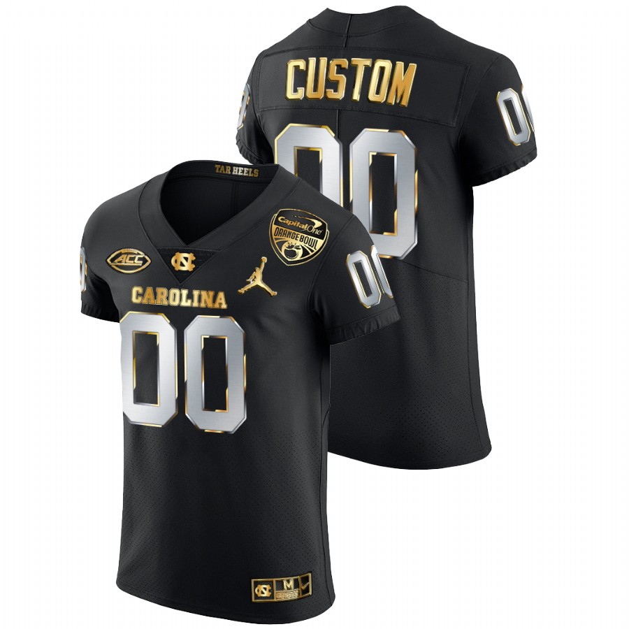men's north carolina tar heels custom black 2021 orange bowl golden edition jersey