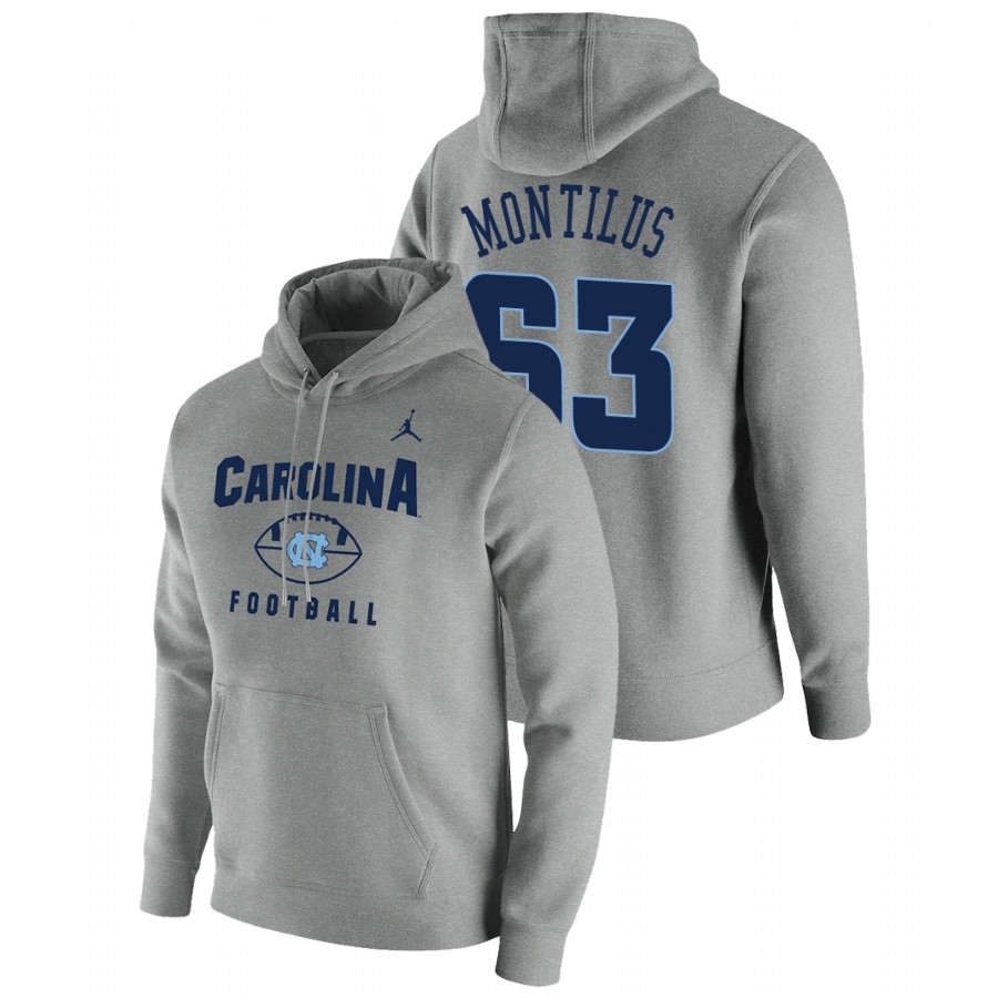 men's north carolina tar heels ed montilus pullover football gray oopty oop hoodie