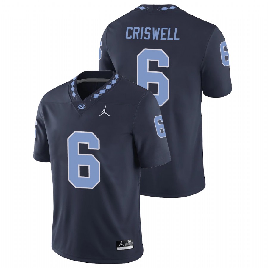 men's north carolina tar heels jacolby criswell navy college football game jersey