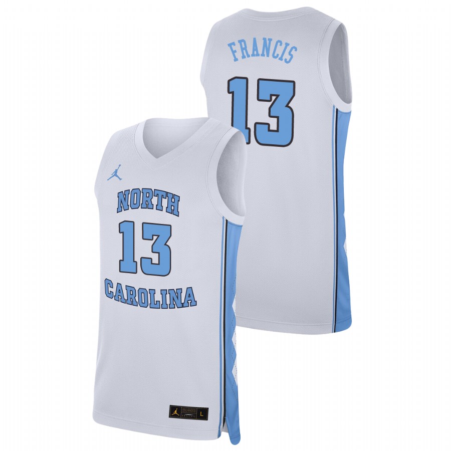 men's north carolina tar heels jeremiah francis college basketball replica white jersey