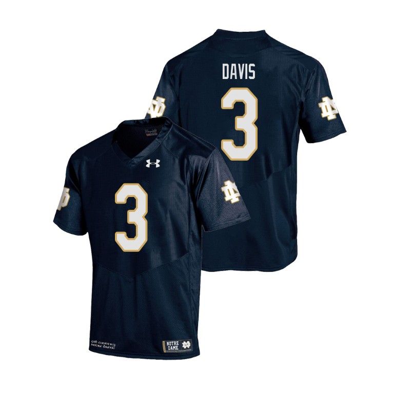 men's notre dame fighting irish 3 avery davis navy college football replica jersey