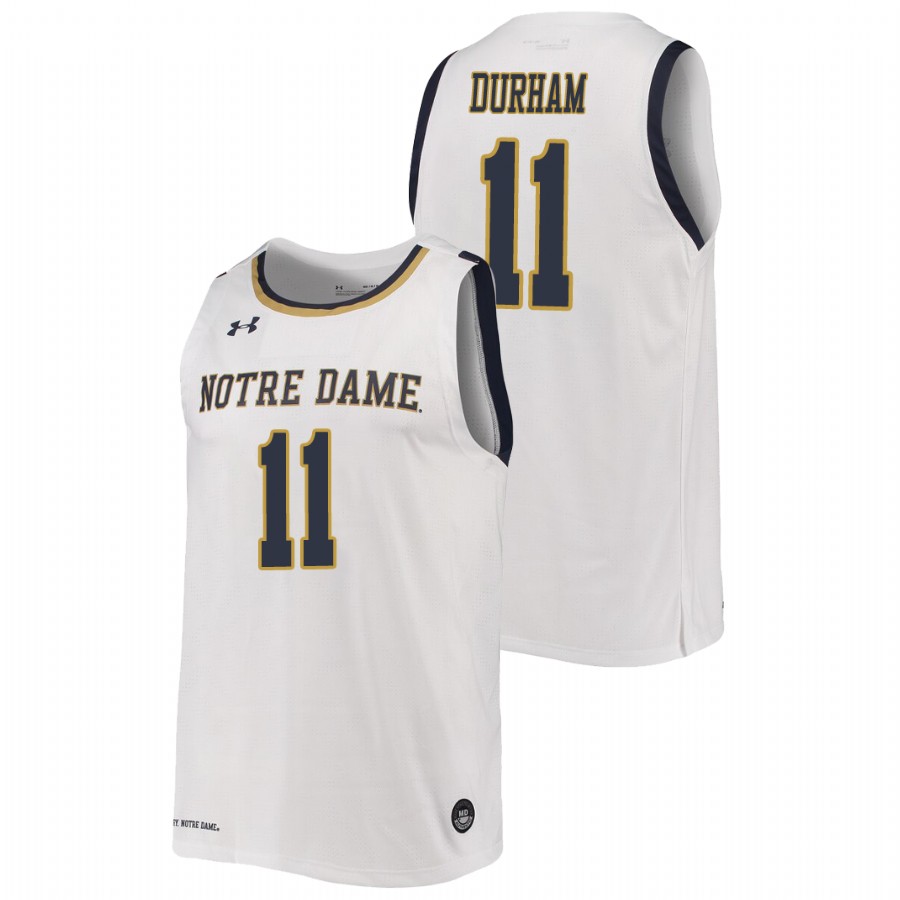 men's notre dame fighting irish juwan durham 2019 20 college basketball replica white jersey