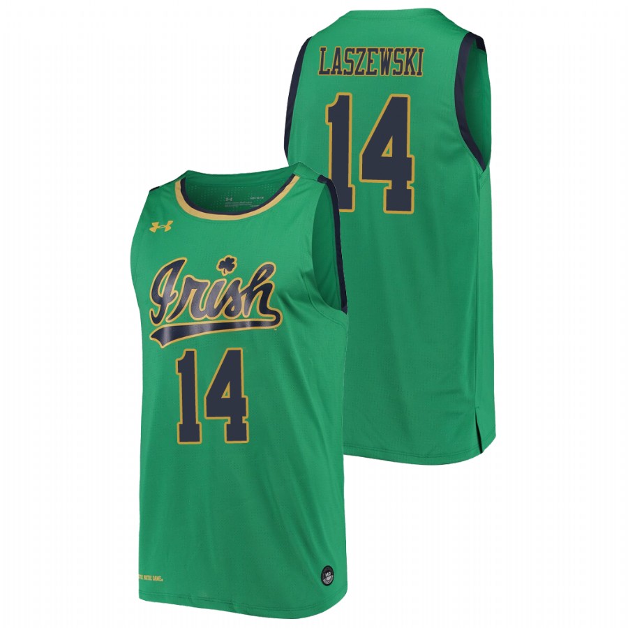 men's notre dame fighting irish nate laszewski 2019 20 college basketball replica kelly green jersey