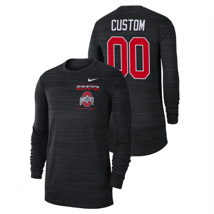 men's ohio state buckeyes 2021 sideline velocity long sleeve custom black t shirt
