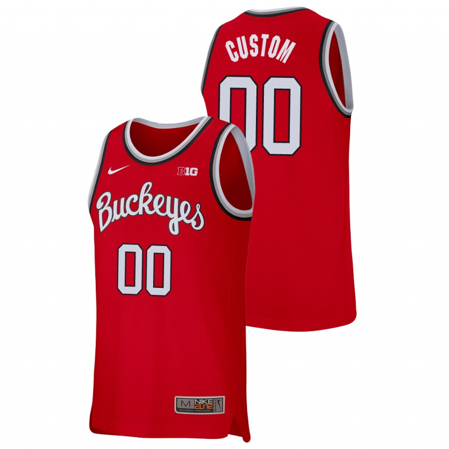 men's ohio state buckeyes custom college basketball replica scarlet jersey