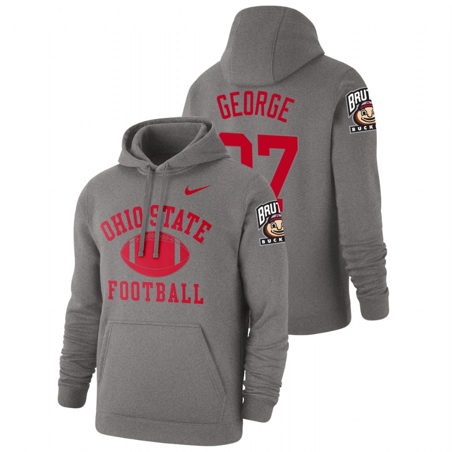 men's ohio state buckeyes eddie george pullover heathered gray retro football hoodie