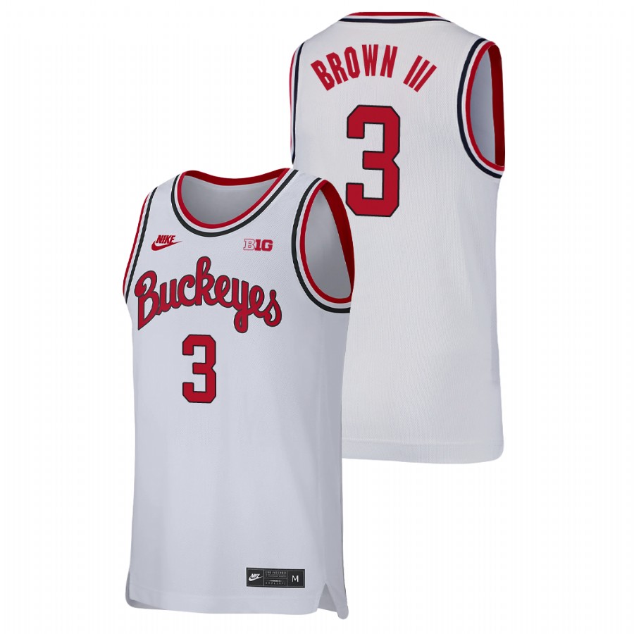 men's ohio state buckeyes eugene brown iii college basketball replica white jersey