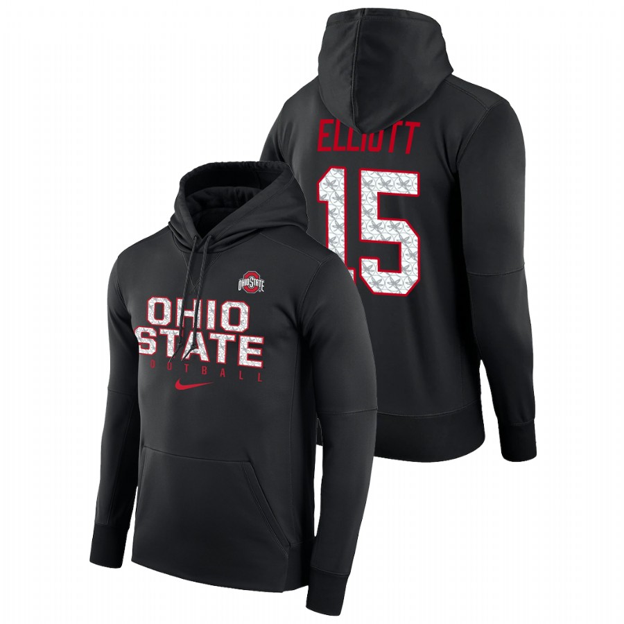 men's ohio state buckeyes ezekiel elliott performance pullover black football practice hoodie