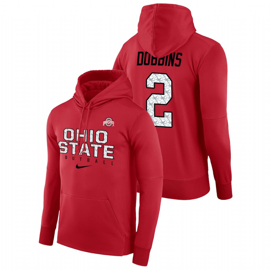 men's ohio state buckeyes j.k. dobbins performance pullover scarlet football practice hoodie