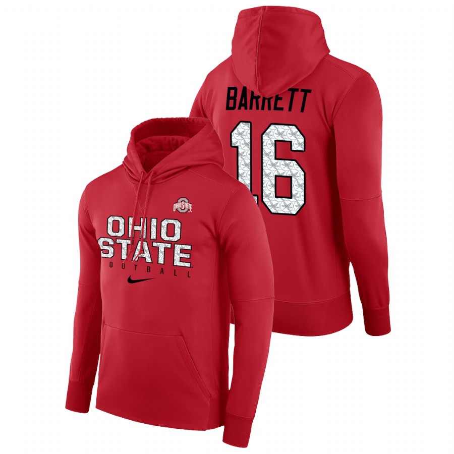 men's ohio state buckeyes j.t. barrett performance pullover scarlet football practice hoodie