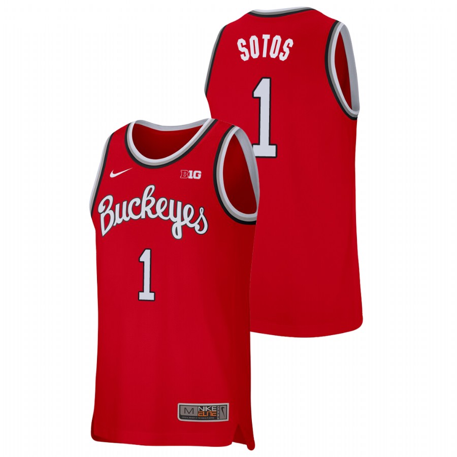 men's ohio state buckeyes jimmy sotos college basketball replica scarlet jersey