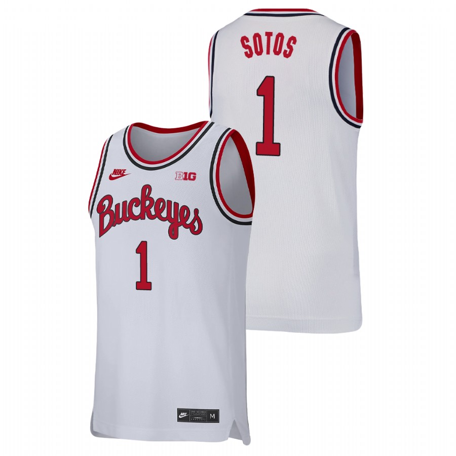 men's ohio state buckeyes jimmy sotos college basketball replica white jersey