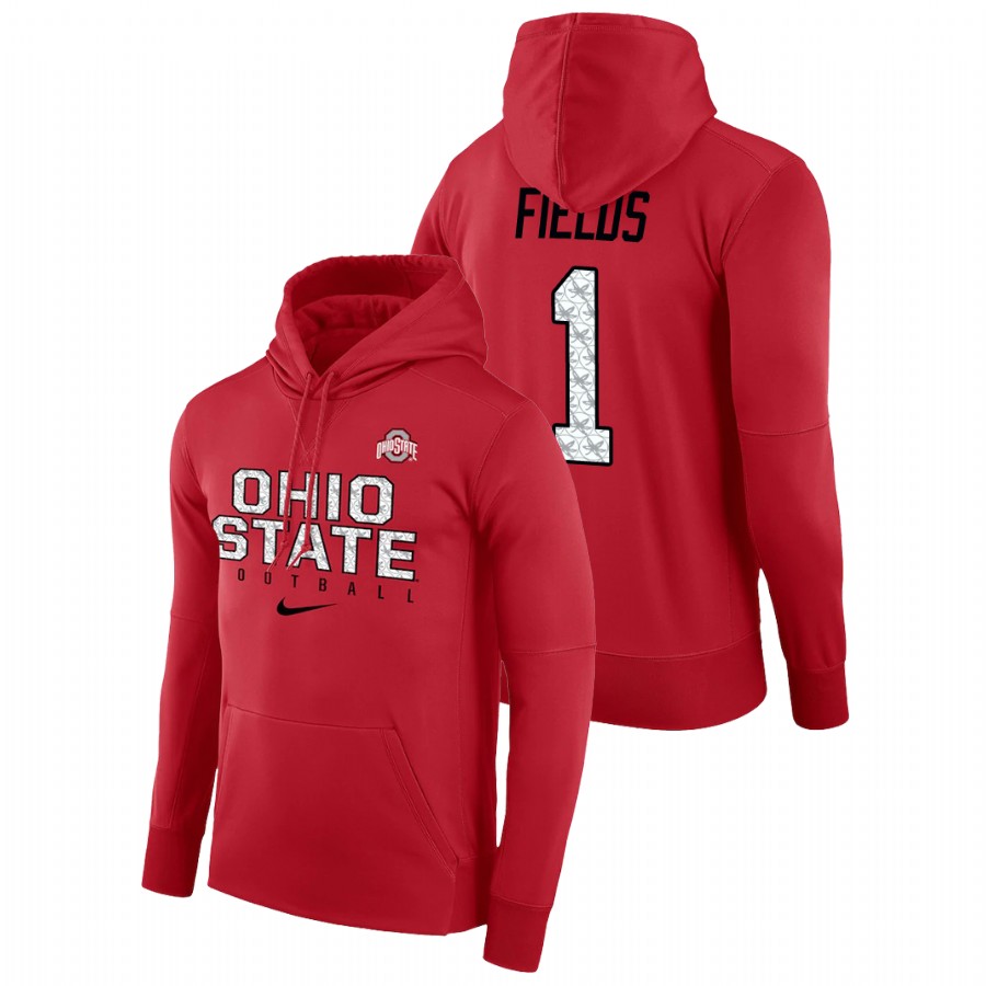 men's ohio state buckeyes justin fields performance pullover scarlet football practice hoodie