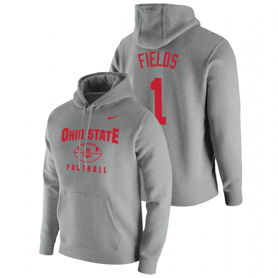 men's ohio state buckeyes justin fields pullover football gray oopty oop hoodie