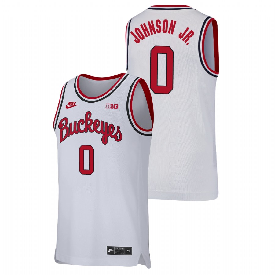 men's ohio state buckeyes meechie johnson jr. college basketball replica white jersey