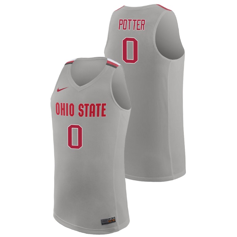 men's ohio state buckeyes micah potter pure gray replica college basketball jersey