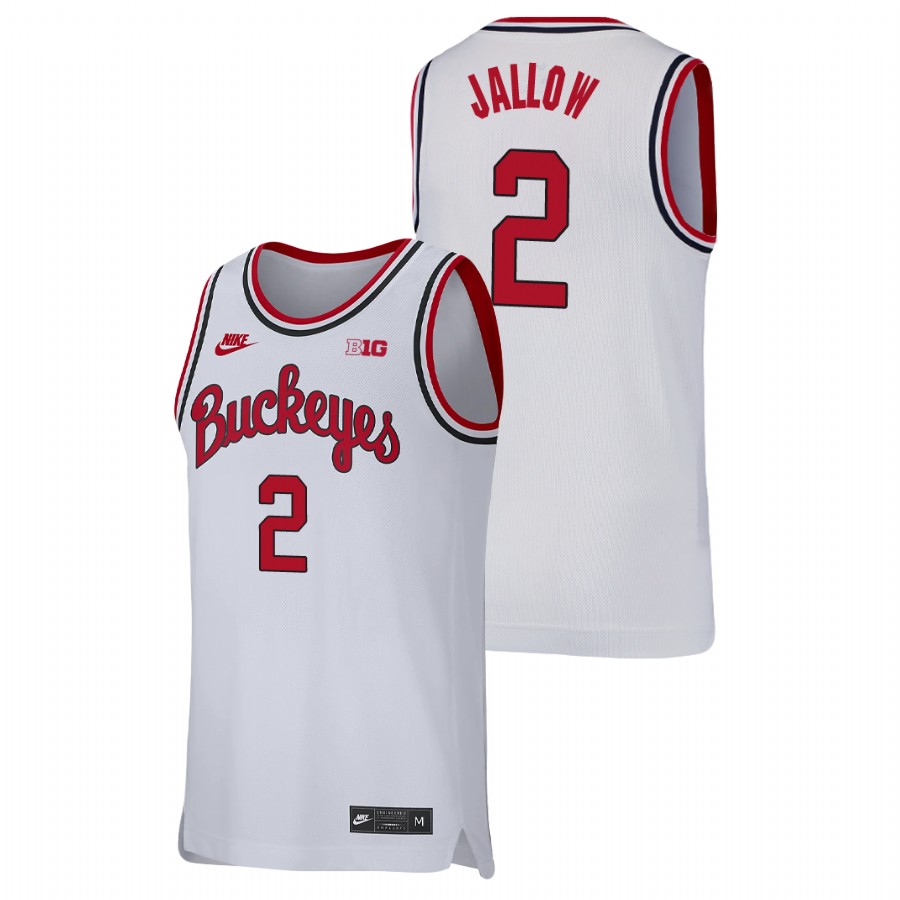 men's ohio state buckeyes musa jallow college basketball replica white jersey