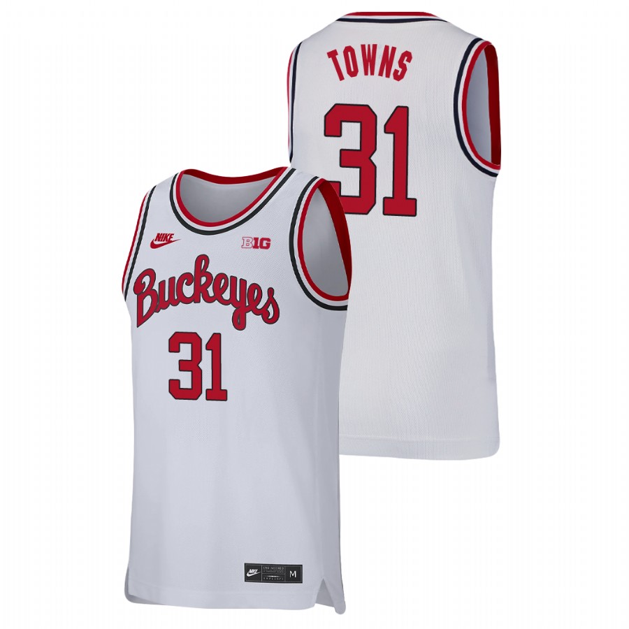 men's ohio state buckeyes seth towns college basketball replica white jersey