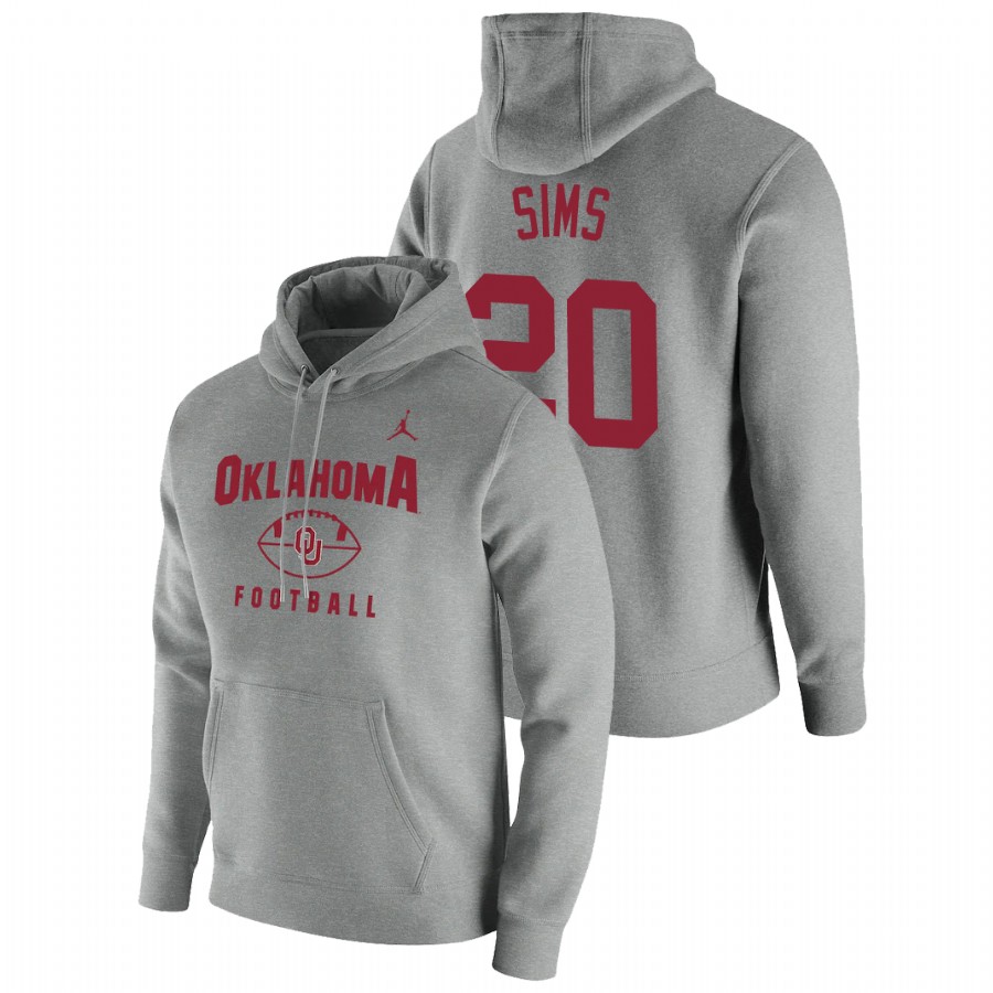 men's oklahoma sooners billy sims pullover football gray oopty oop hoodie