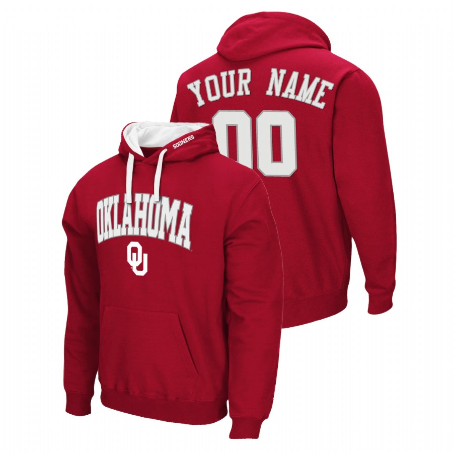 men's oklahoma sooners custom pullover crimson arch & logo 2.0 hoodie
