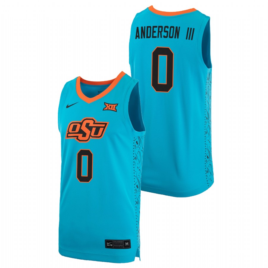 men's oklahoma state cowboys avery anderson iii 2021 alternate replica basketball turquoise jersey