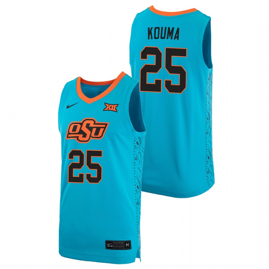 men's oklahoma state cowboys bernard kouma 2021 alternate replica basketball turquoise jersey