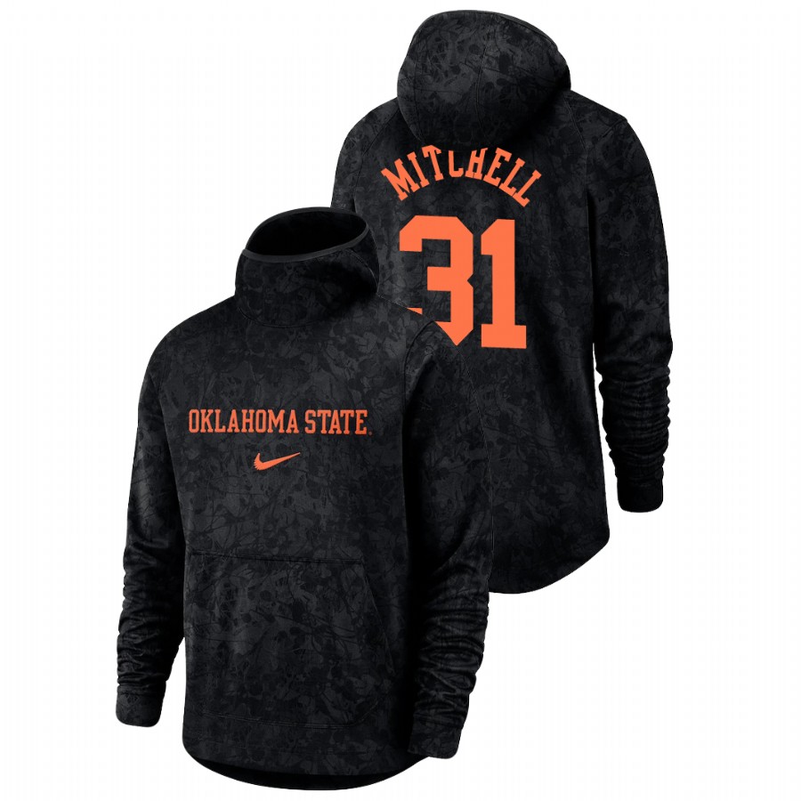 men's oklahoma state cowboys dee mitchell team logo pullover black basketball spotlight hoodie