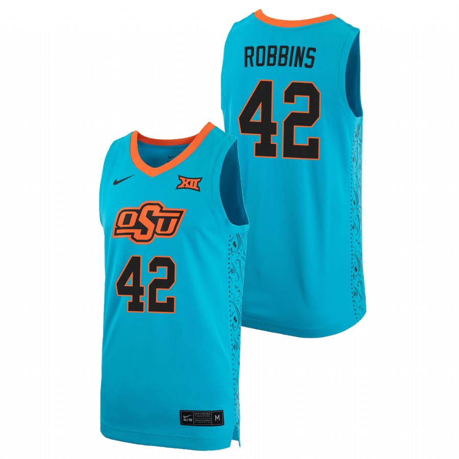 men's oklahoma state cowboys mason robbins 2021 alternate replica basketball turquoise jersey