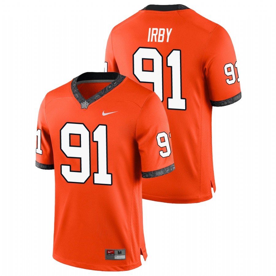 men's oklahoma state cowboys tyren irby orange college football game jersey
